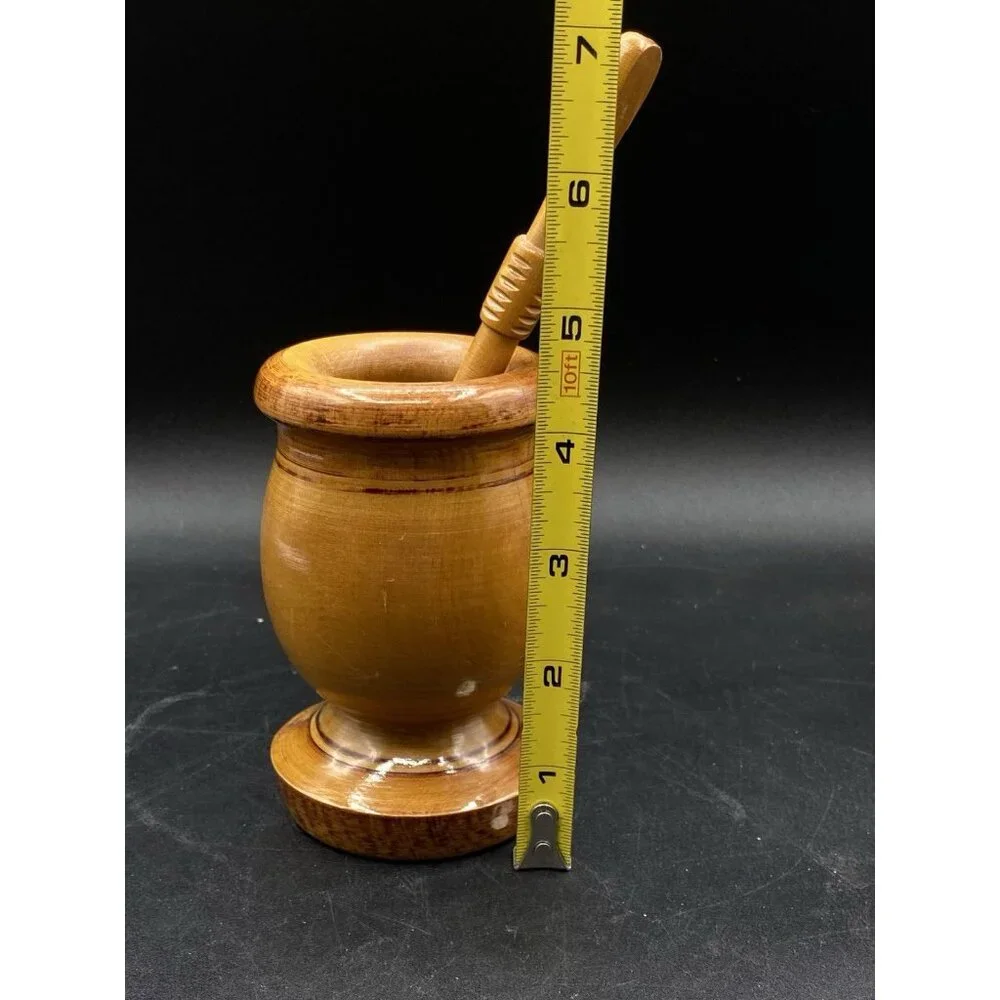 Olive Wood Mortar & Pestle Apothecary Pestle Has Holes